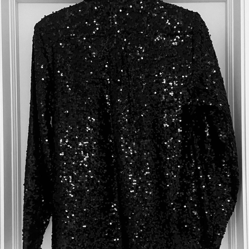 J. Crew Sparkling Black Sequin Button Down Shirt - Picture 2 of 2
